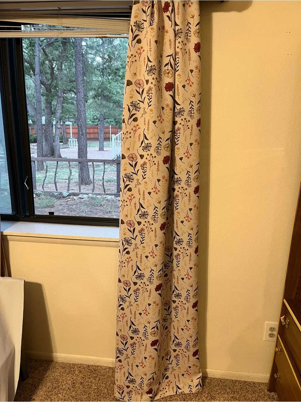 Four 50(?)x84in Floral Curtain Panels with Multicolor Botanical Print